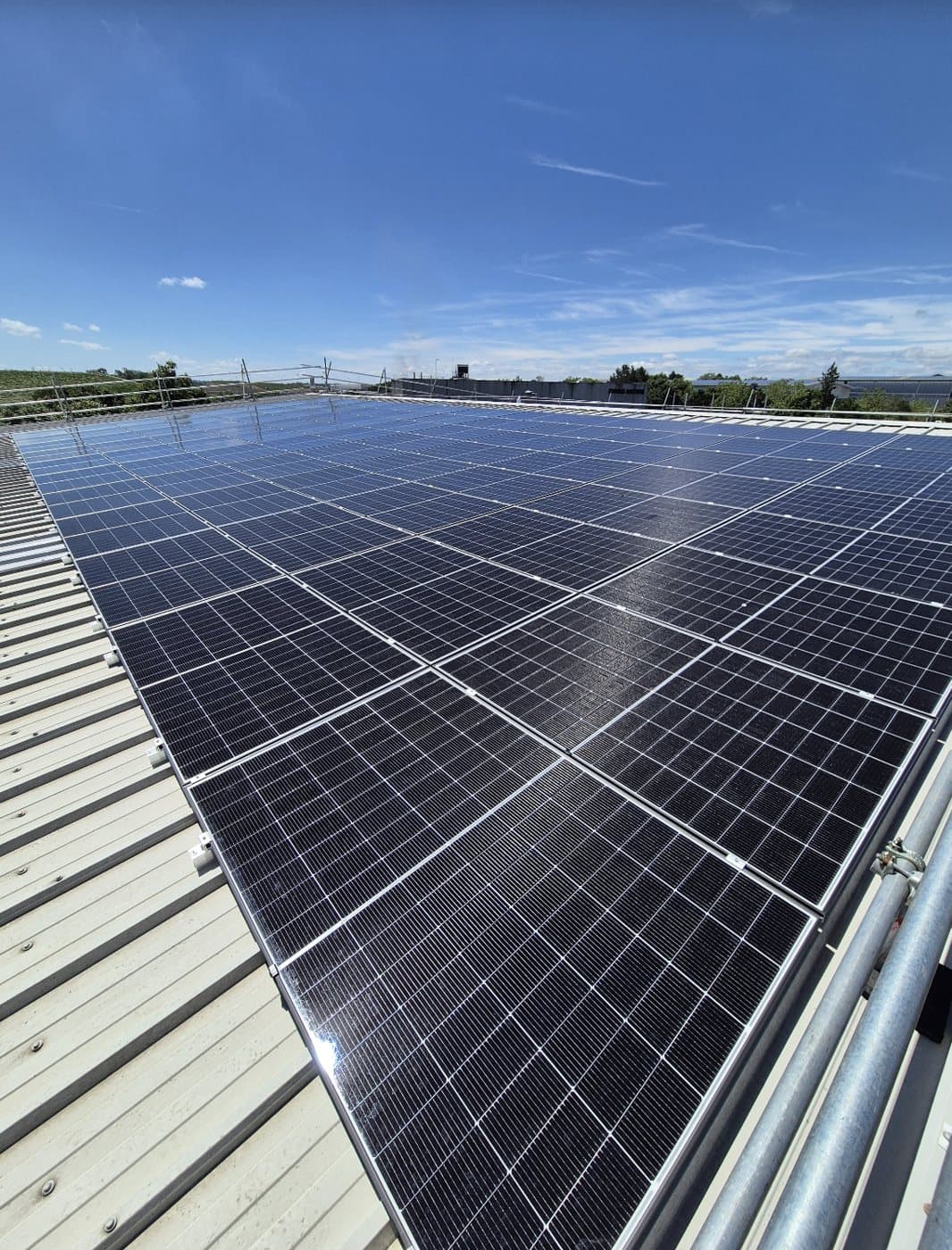 Full-roof array on an industrial unit.